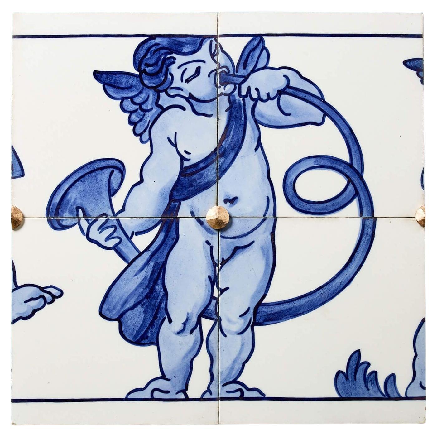 Minton Hollins Antique Renaissance Style Tiled Frieze Panel For Sale