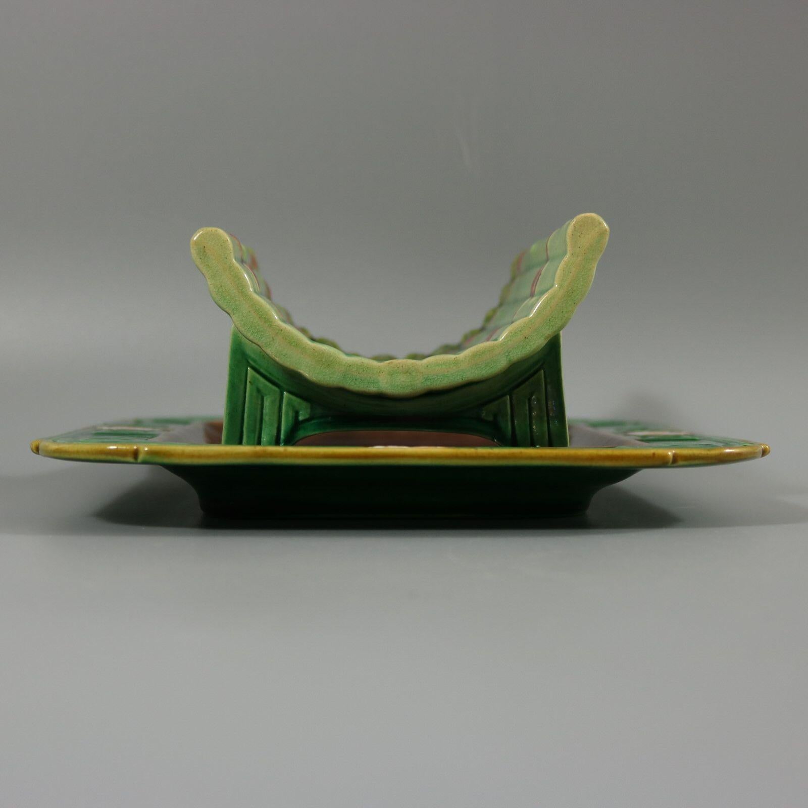 Late 19th Century Minton Majolica Asparagus Server For Sale