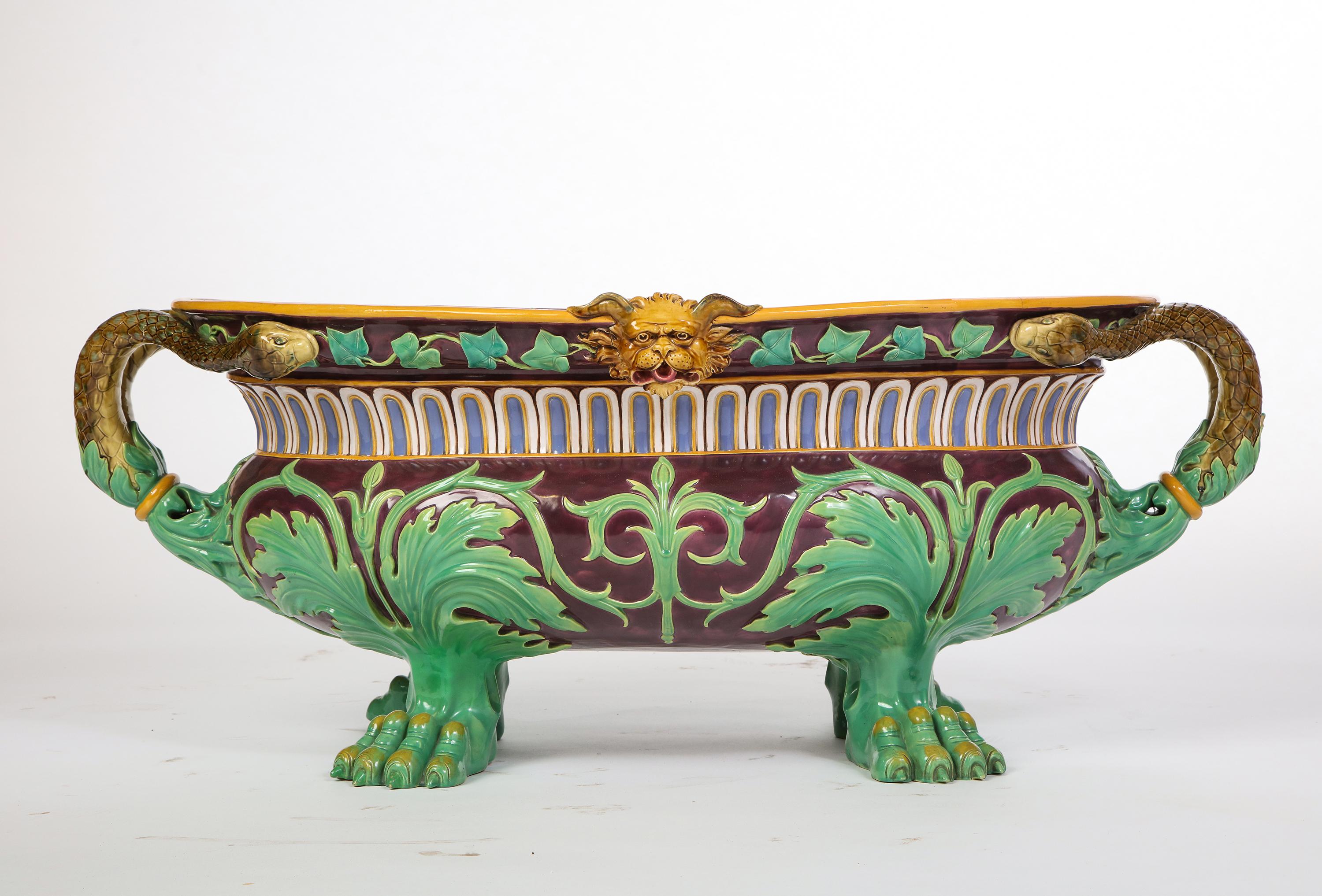 Renaissance Revival Minton Majolica Aubergine-Ground 'Marochetti' Cistern, Mid-19th Century For Sale