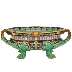 Minton Majolica Aubergine-Ground 'Marochetti' Cistern, Mid-19th Century