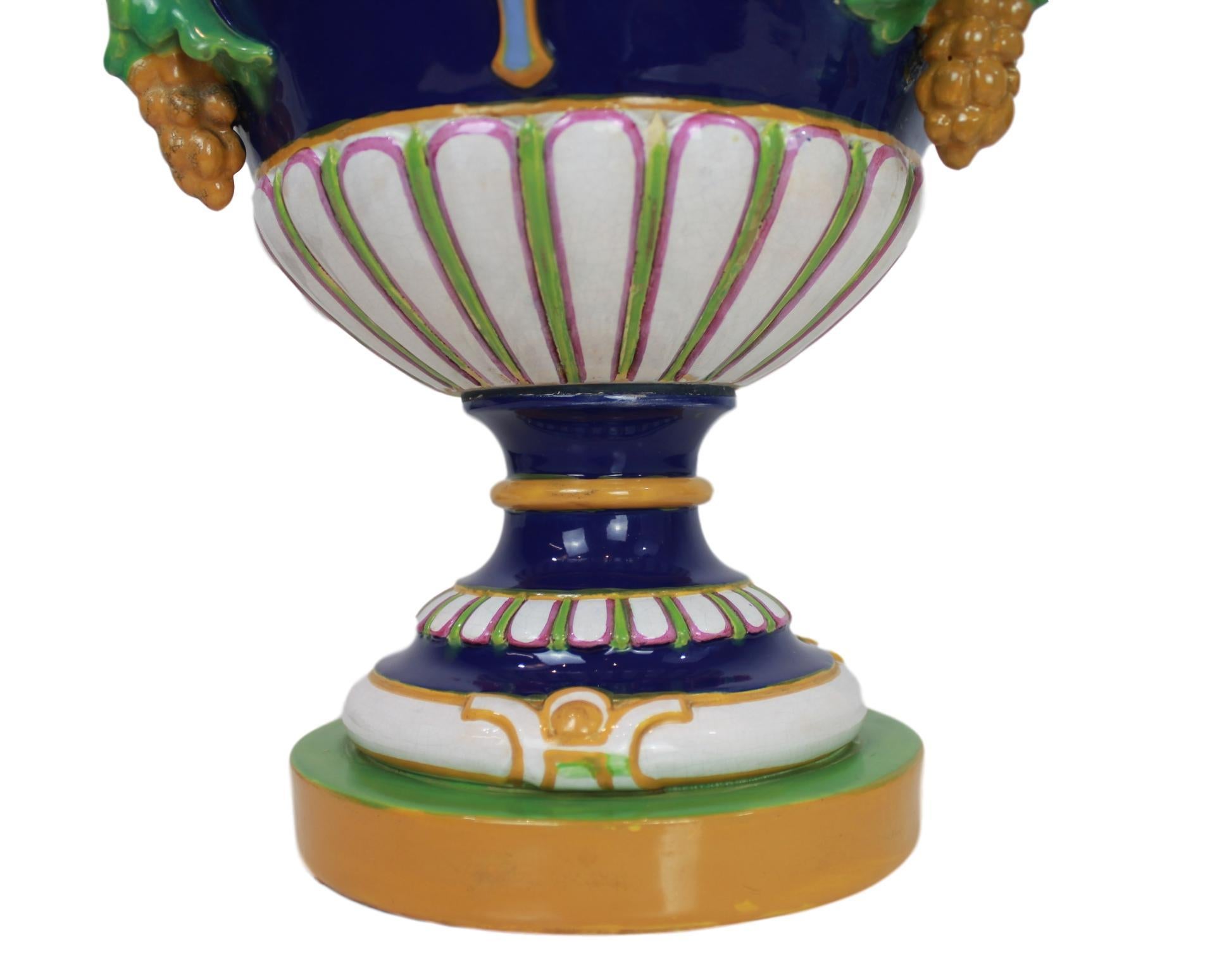 19th Century Minton Majolica 'Bacchus' Vase Cobalt Blue-Ground, English, Dated 1856 For Sale