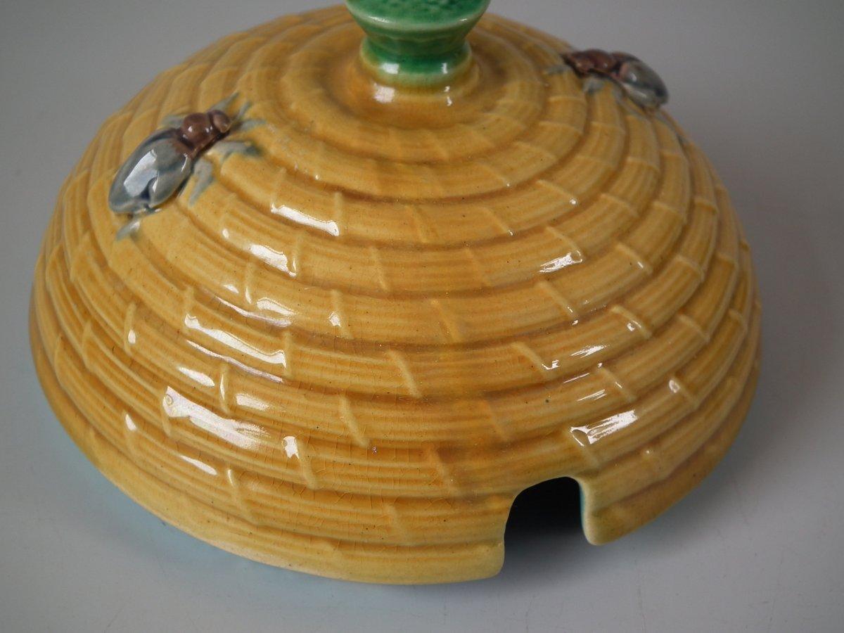Minton Majolica Beehive Honey Pot and Cover 3