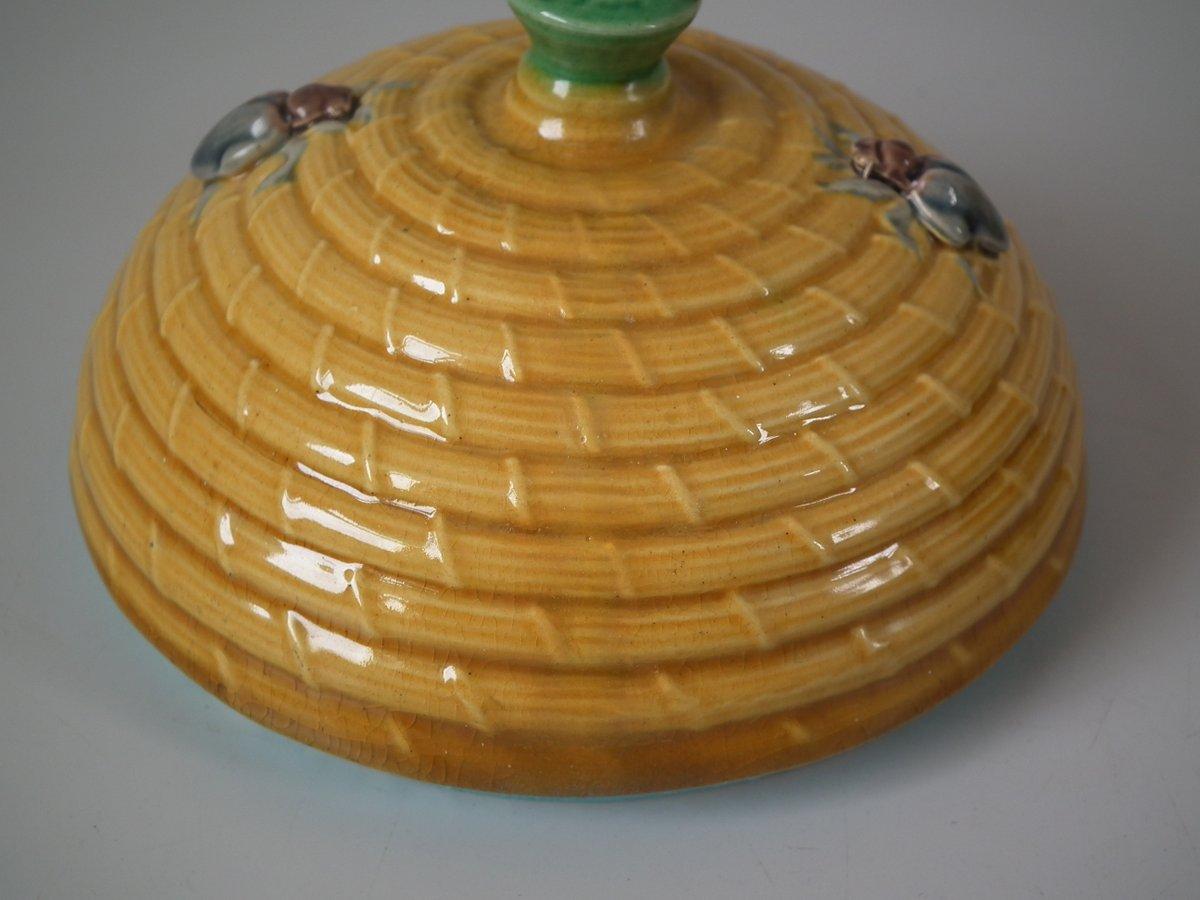 Minton Majolica Beehive Honey Pot and Cover 5
