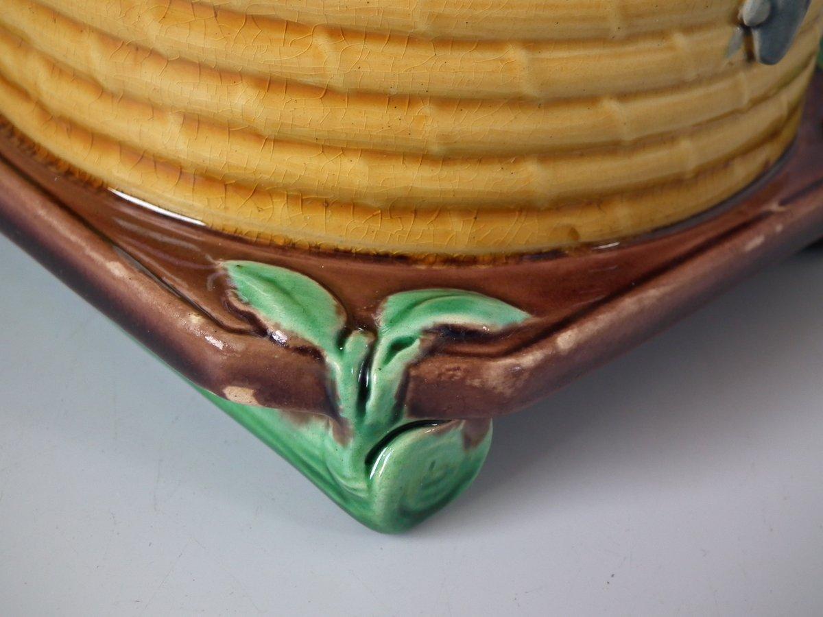 Minton Majolica Beehive Honey Pot and Cover 10