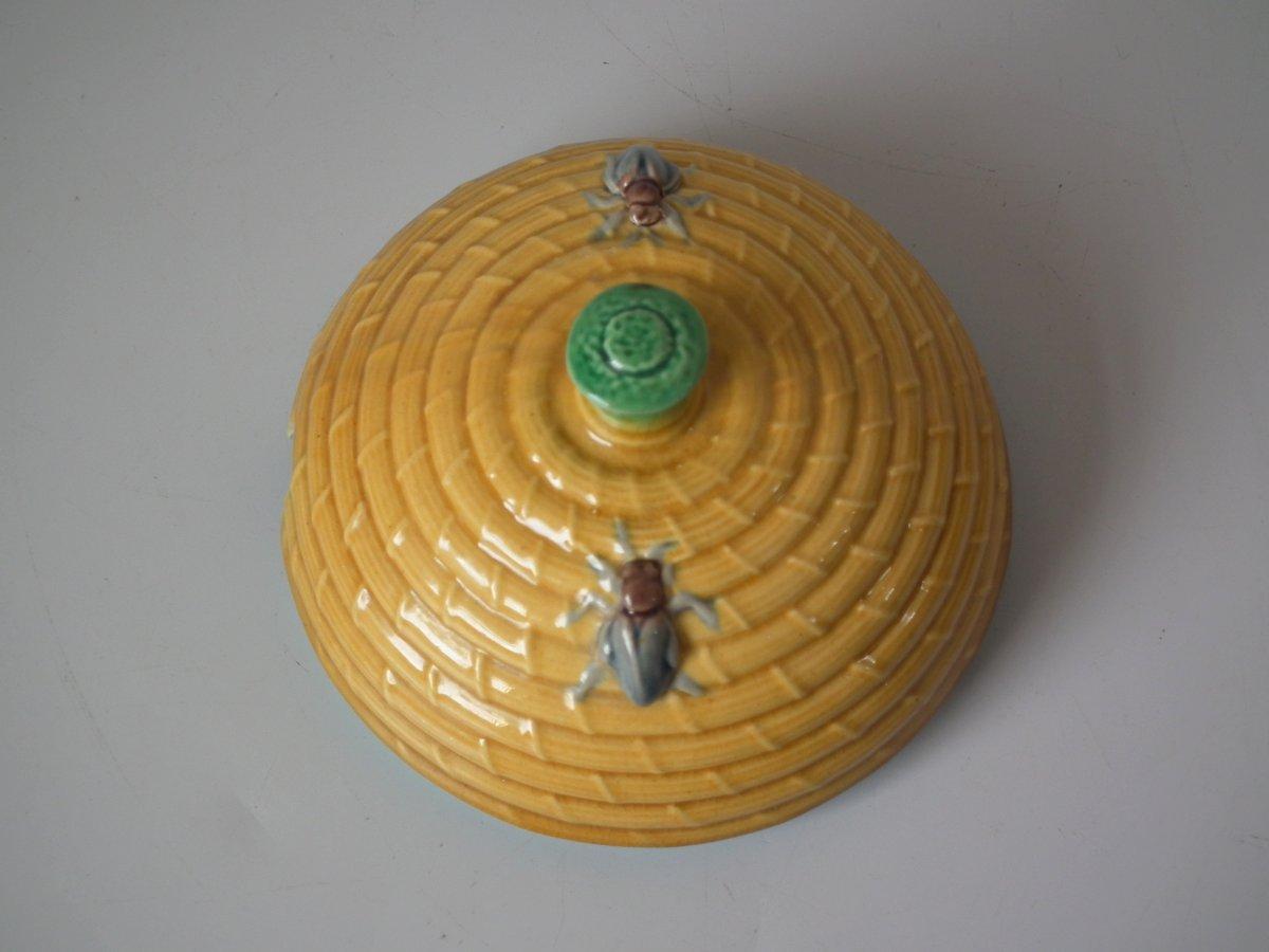 Victorian Minton Majolica Beehive Honey Pot and Cover
