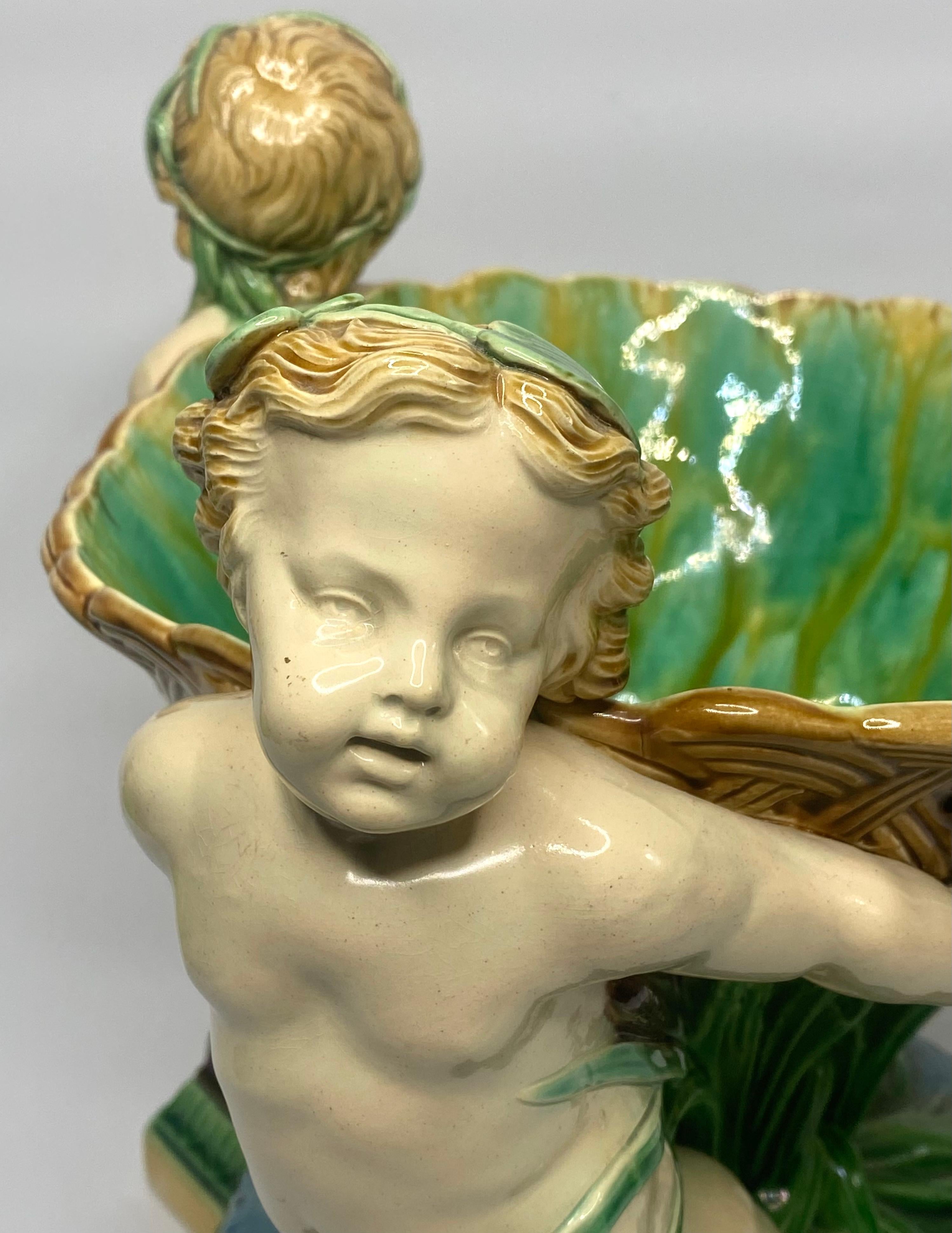 Minton Majolica Cherubs Bowl, Dated 1863 5