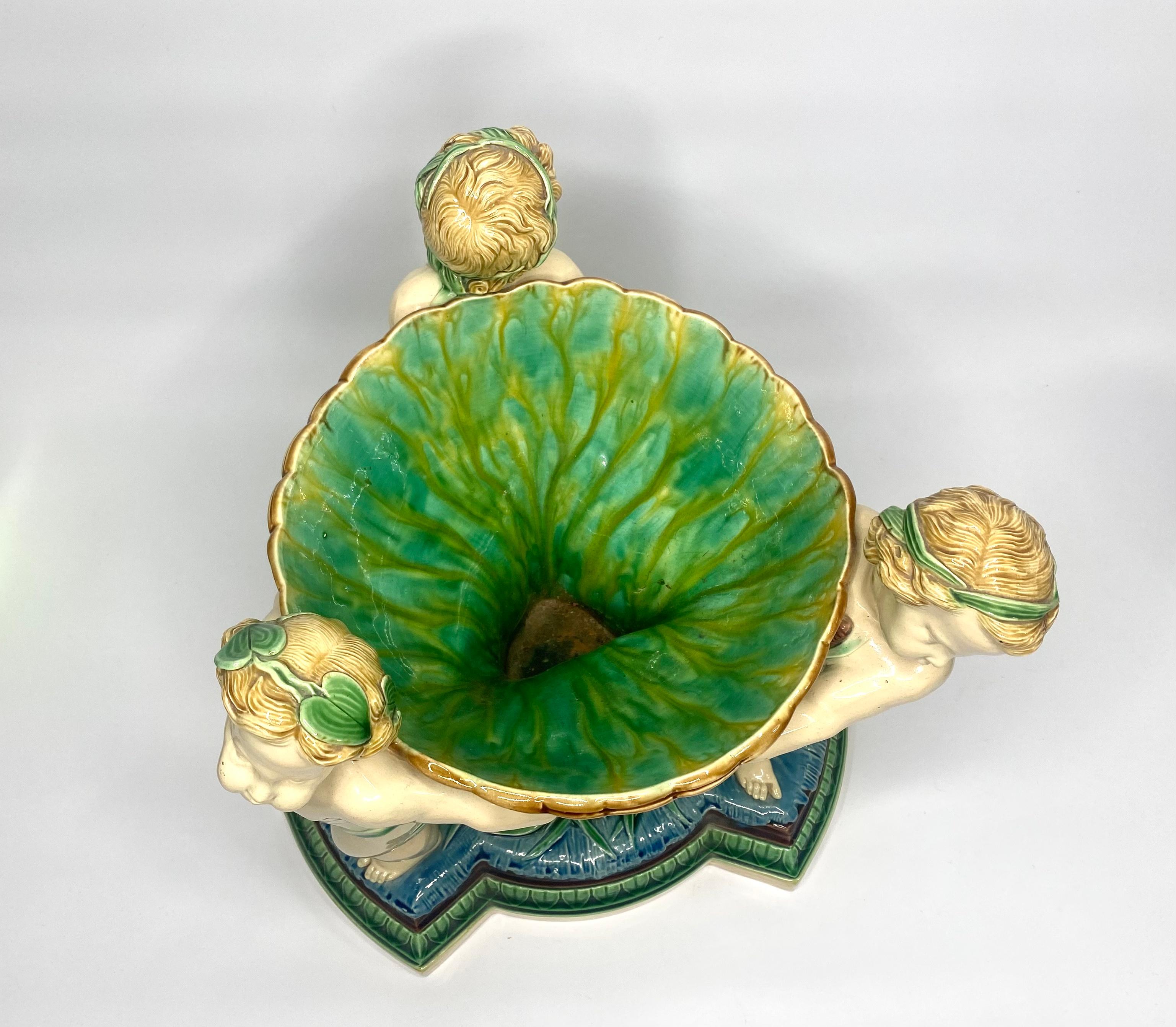 Minton Majolica Cherubs Bowl, Dated 1863 7
