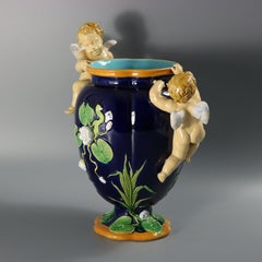 Minton Majolica Cherubs Vase