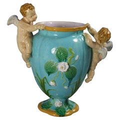 Minton Majolica Cherubs Vase