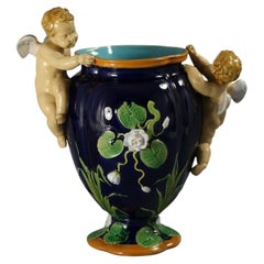 Minton Majolica Cherubs Vase