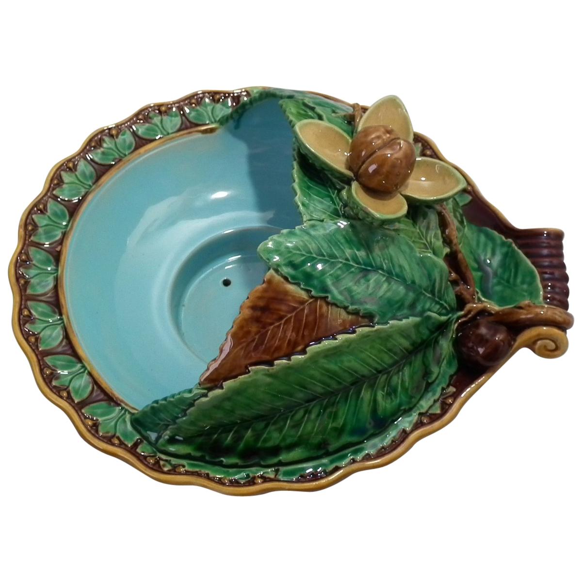 Minton Majolica Chestnut Server For Sale