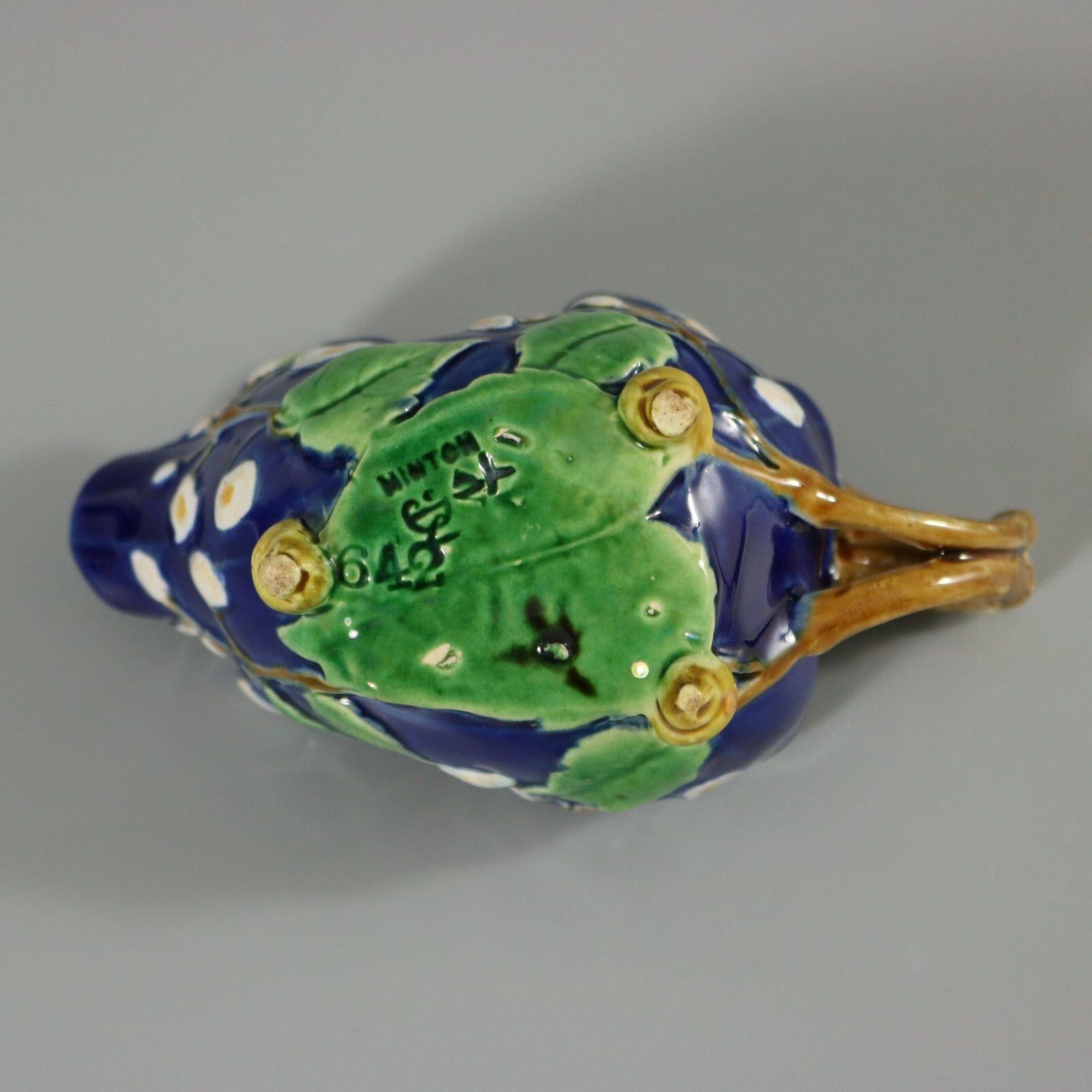 Minton Majolica Cream Jug with Snail Handle For Sale 4