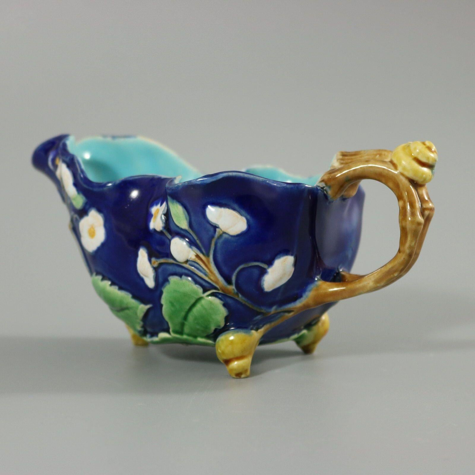 Minton Majolica Cream Jug with Snail Handle For Sale 2