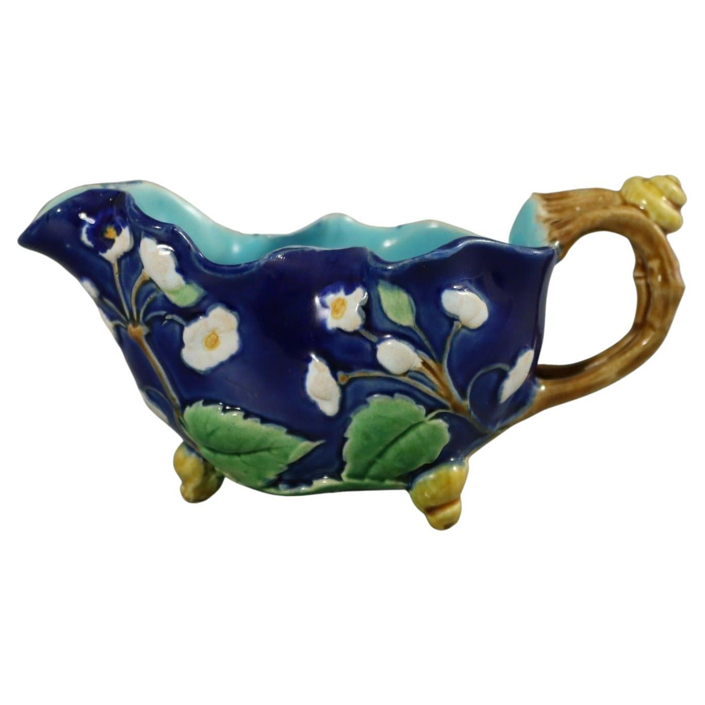 Minton Majolica Cream Jug with Snail Handle For Sale