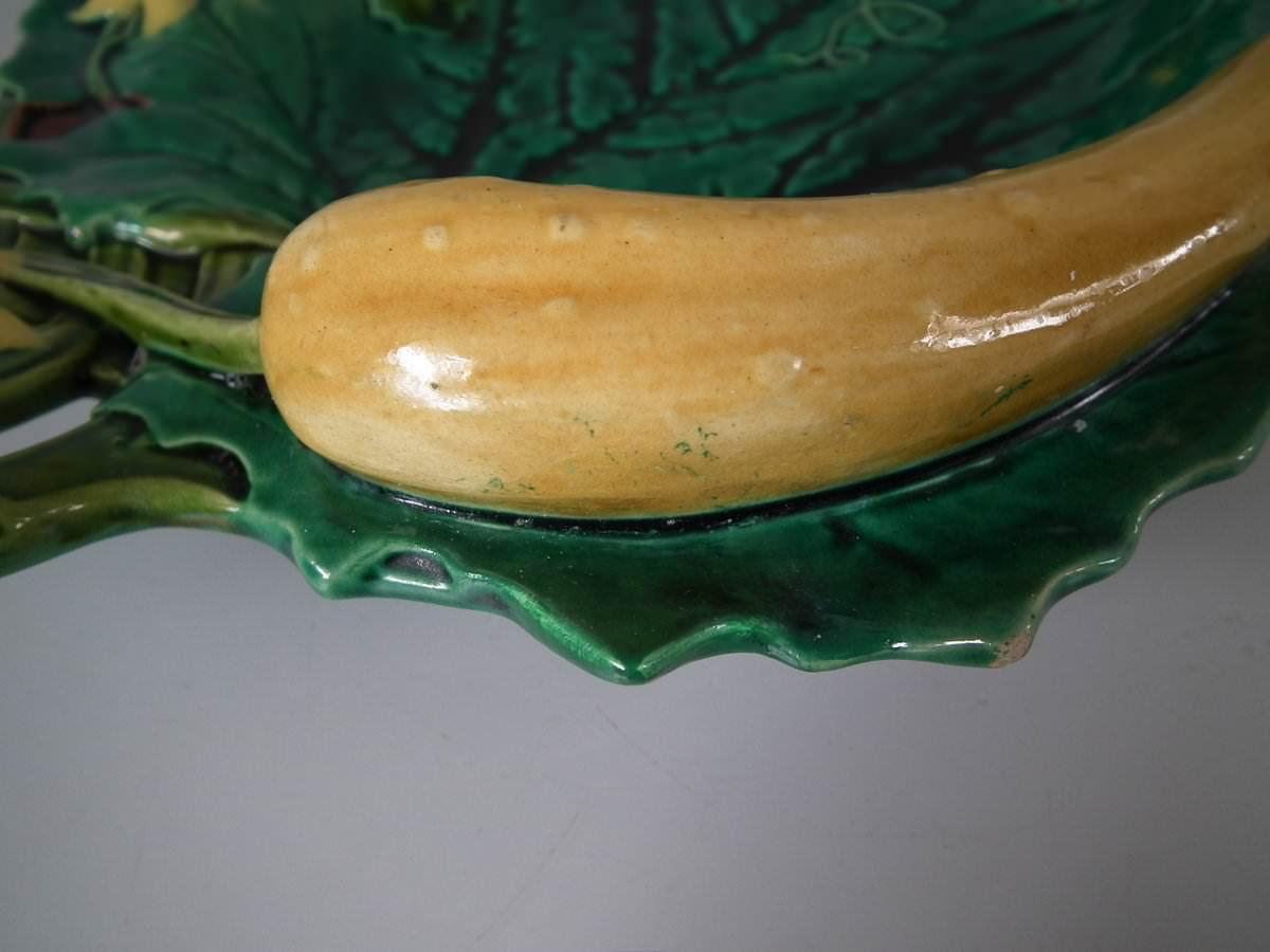 Minton Majolica Cucumber and Leaf Tray For Sale 5