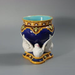 Minton Majolica Fantail Pigeon Vase