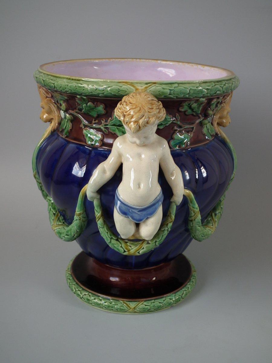 Minton Majolika Faun und Eichel Jardinière 8