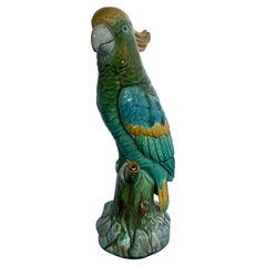 Minton Majolika Figur eines Papageis:: englisch:: um 1890