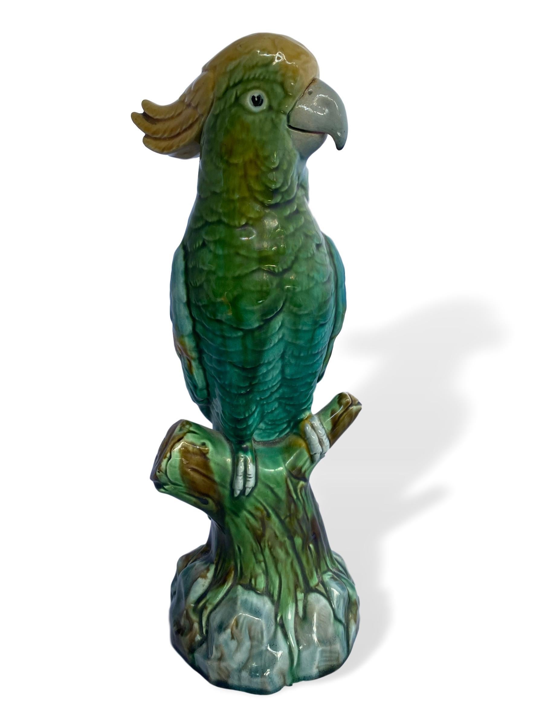 Victorian Minton Majolica Figure of a Parrot, English, circa 1890