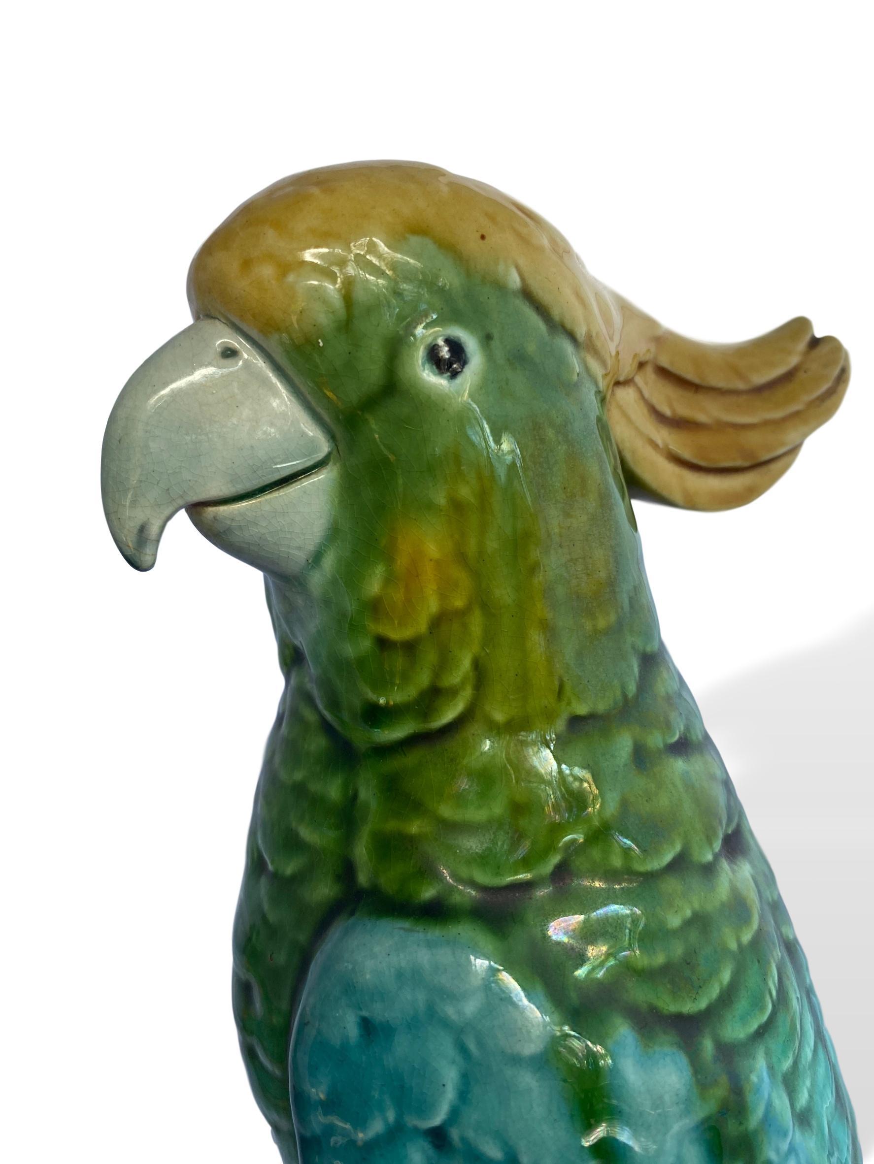 Molded Minton Majolica Figure of a Parrot, English, circa 1890