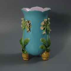 Minton Majolica Floral Vase with Bulb Feet