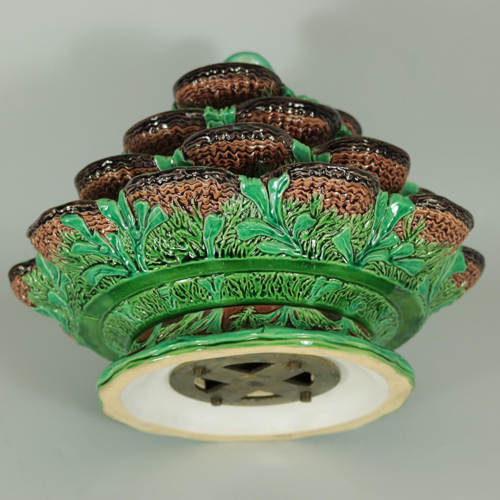 British Minton Majolica Four Tiered Oyster Stand