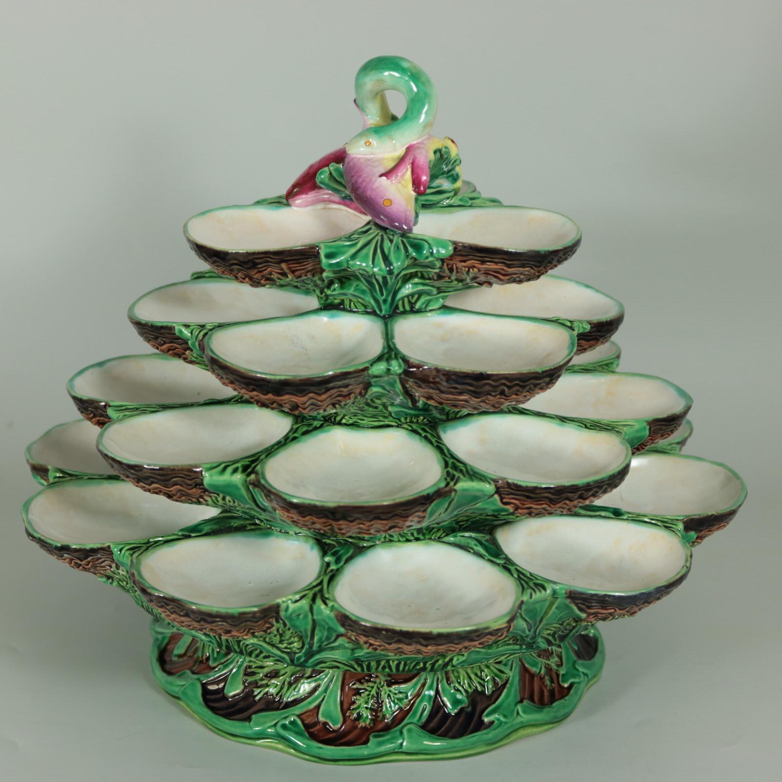 19th Century Minton Majolica Four Tiered Oyster Stand