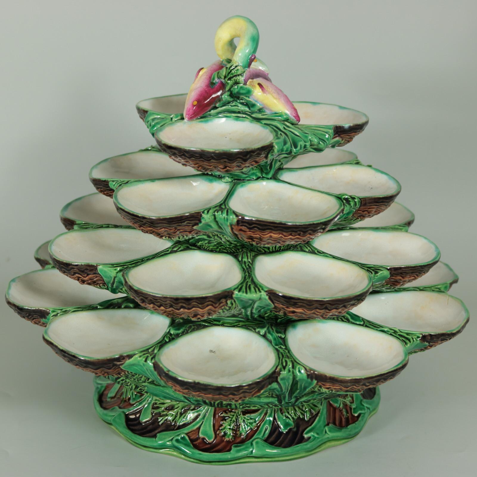 Minton Majolica Four Tiered Oyster Stand 1