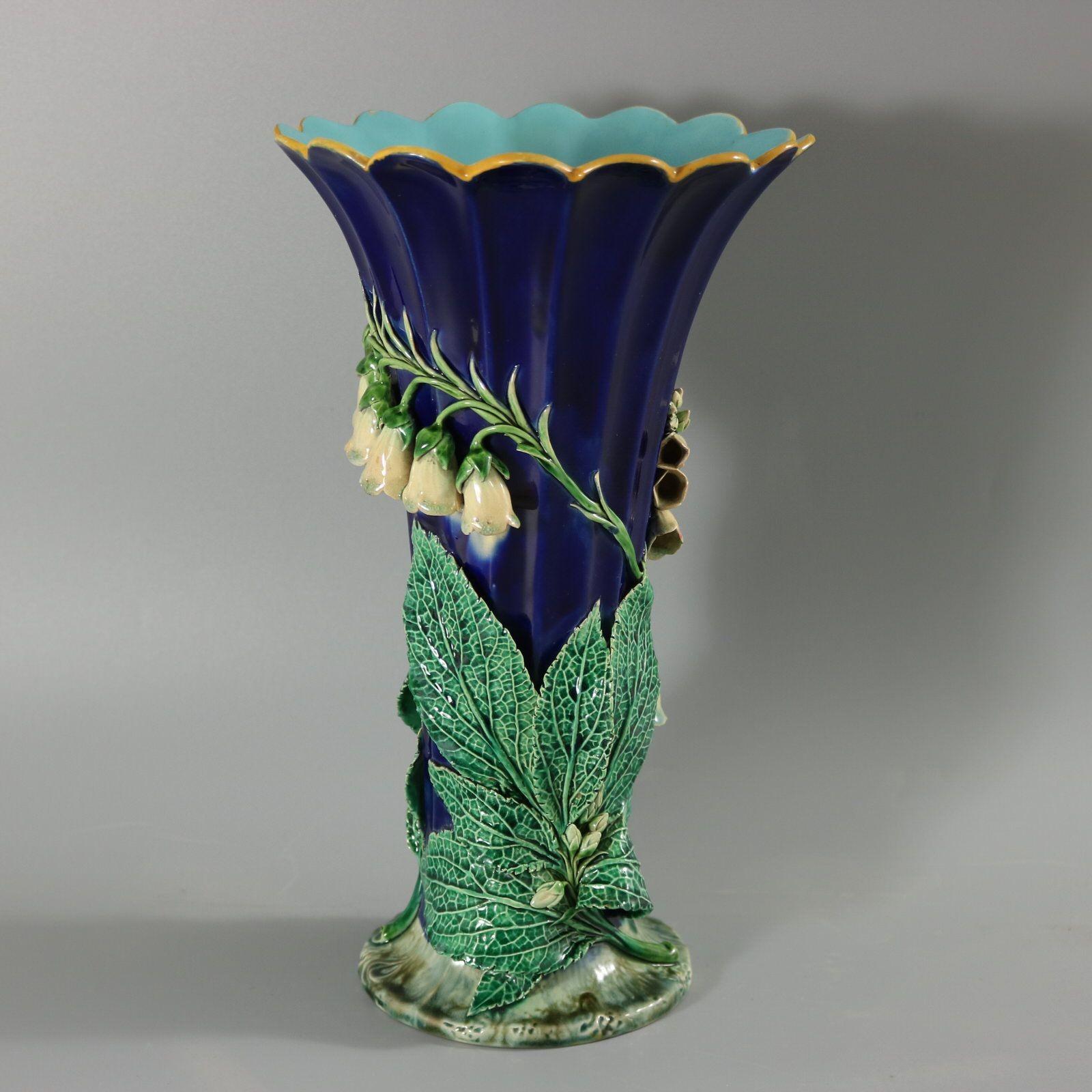 English Minton Majolica Foxglove Vase
