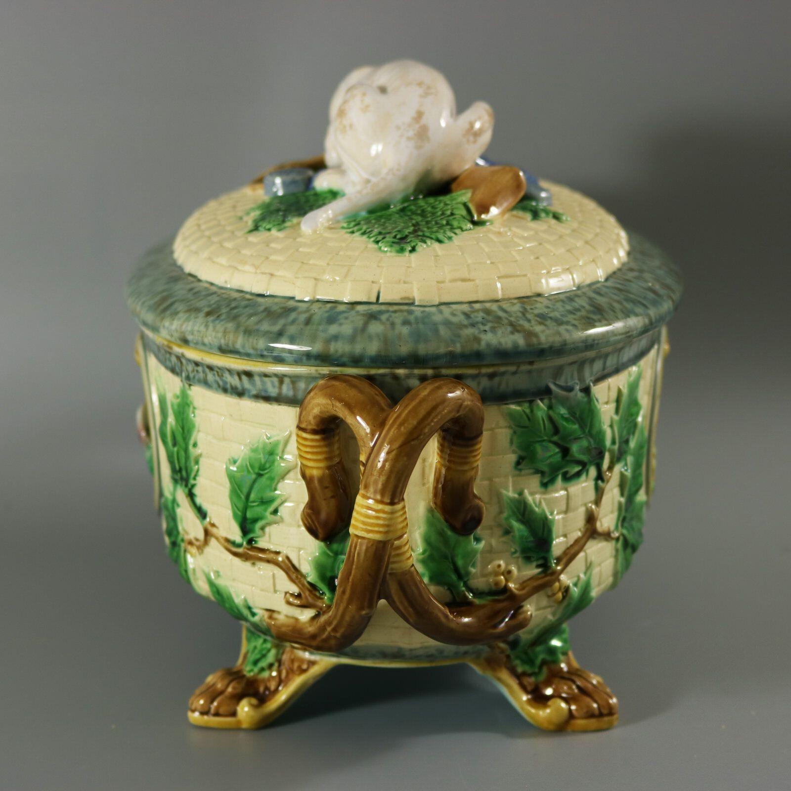 Late 19th Century Minton Majolica Game Pie Dish with Gun Dog