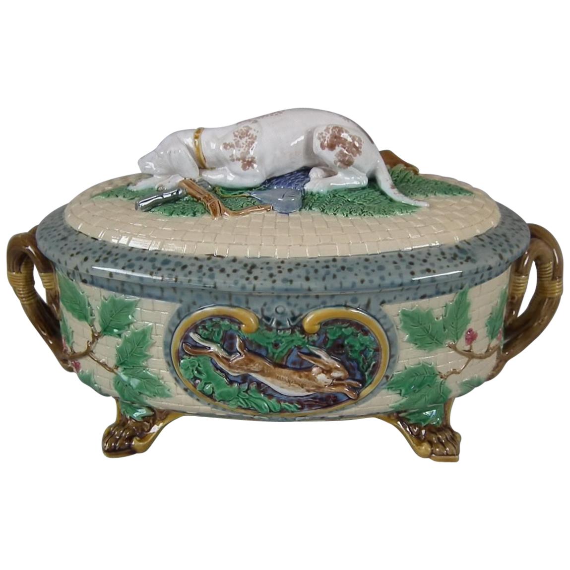Minton Majolica Game Pie Dish with Gun Dog at 1stDibs