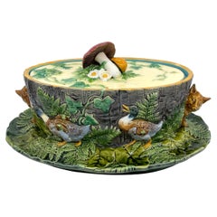 Minton Majolica Game Tureen with Foxes and Ducks, Dated 1874