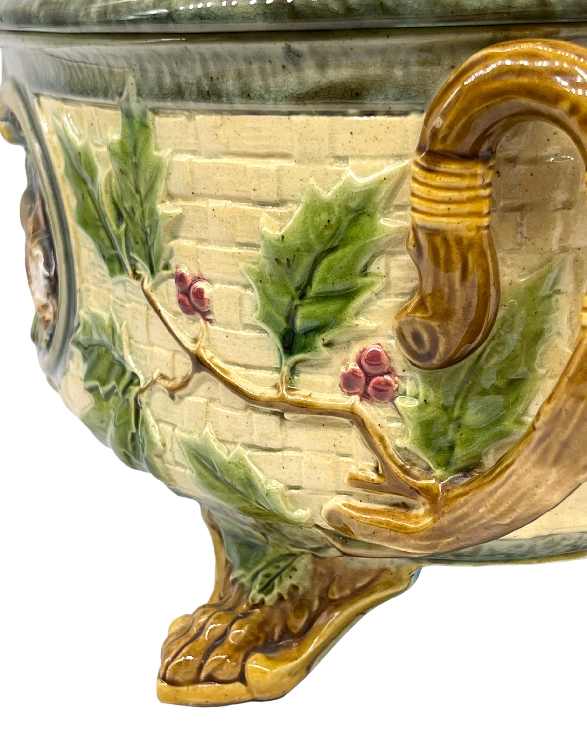 Minton Majolica Game Tureen with Hunting Dog Finial, Dated 1872 5