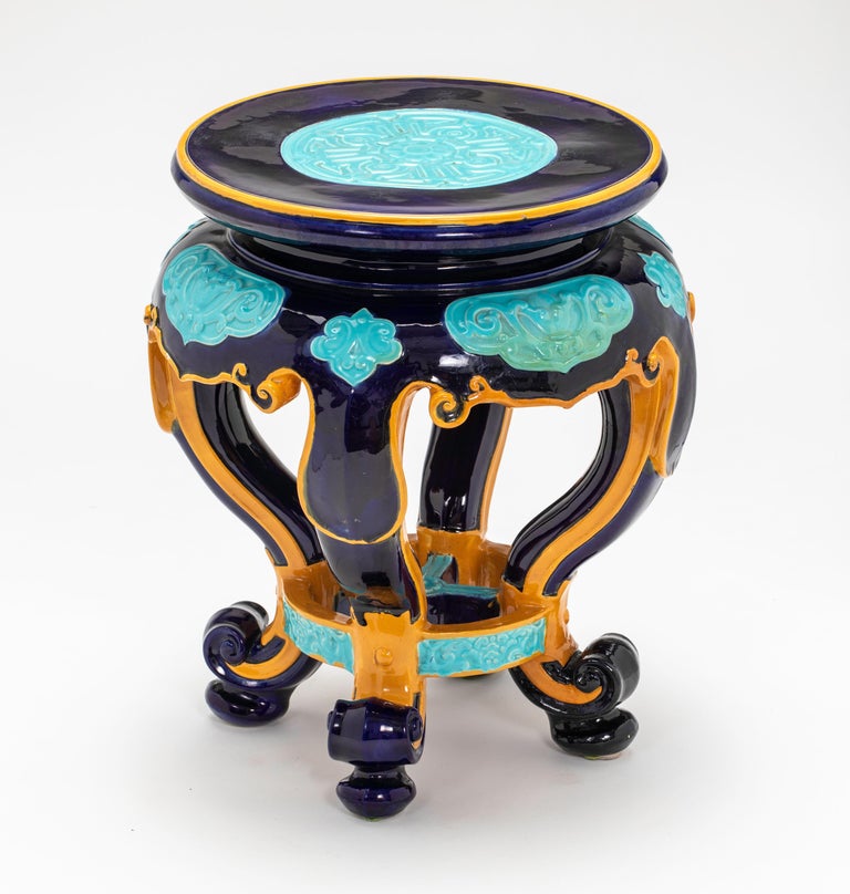 Minton Majolica Garden Stool For Sale at 1stdibs