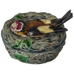 Minton Majolica Goldfinch Pot and Cover