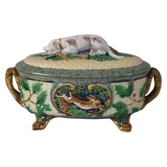 Minton Majolica Gun Dog Game Pie Dish With Liner