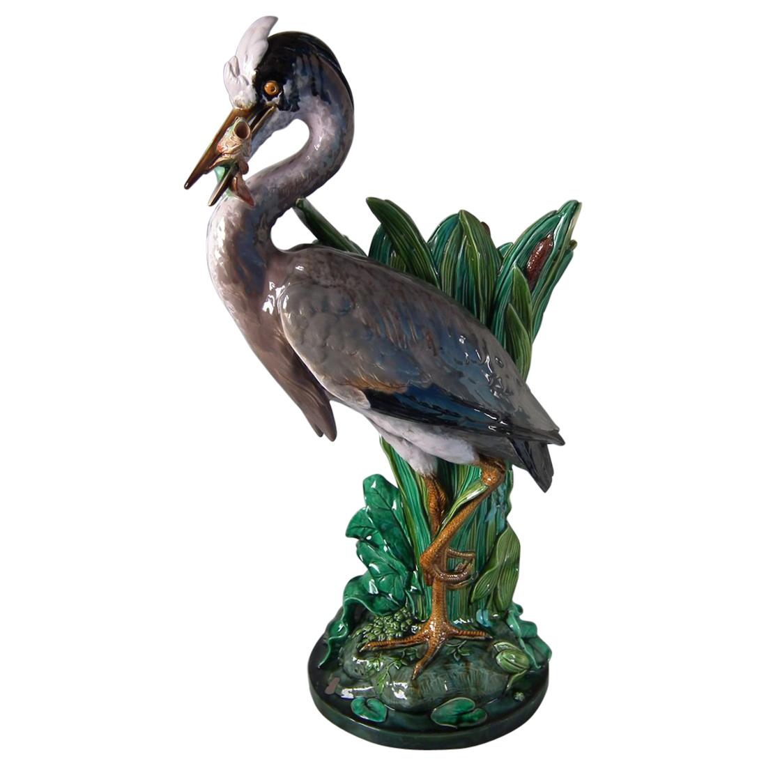 Minton Majolica Heron Umbrella Stand, by John Henk