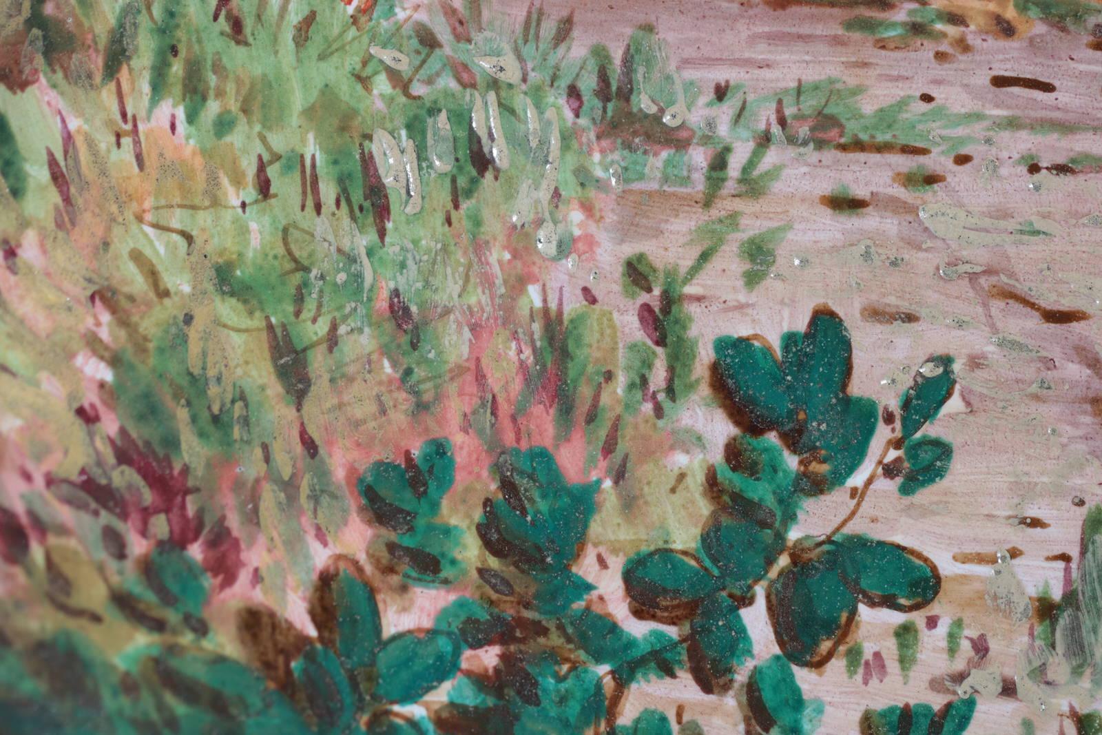 Minton Majolica Landscape Scene Wall Plate by Edouard Rischgitz For Sale 8