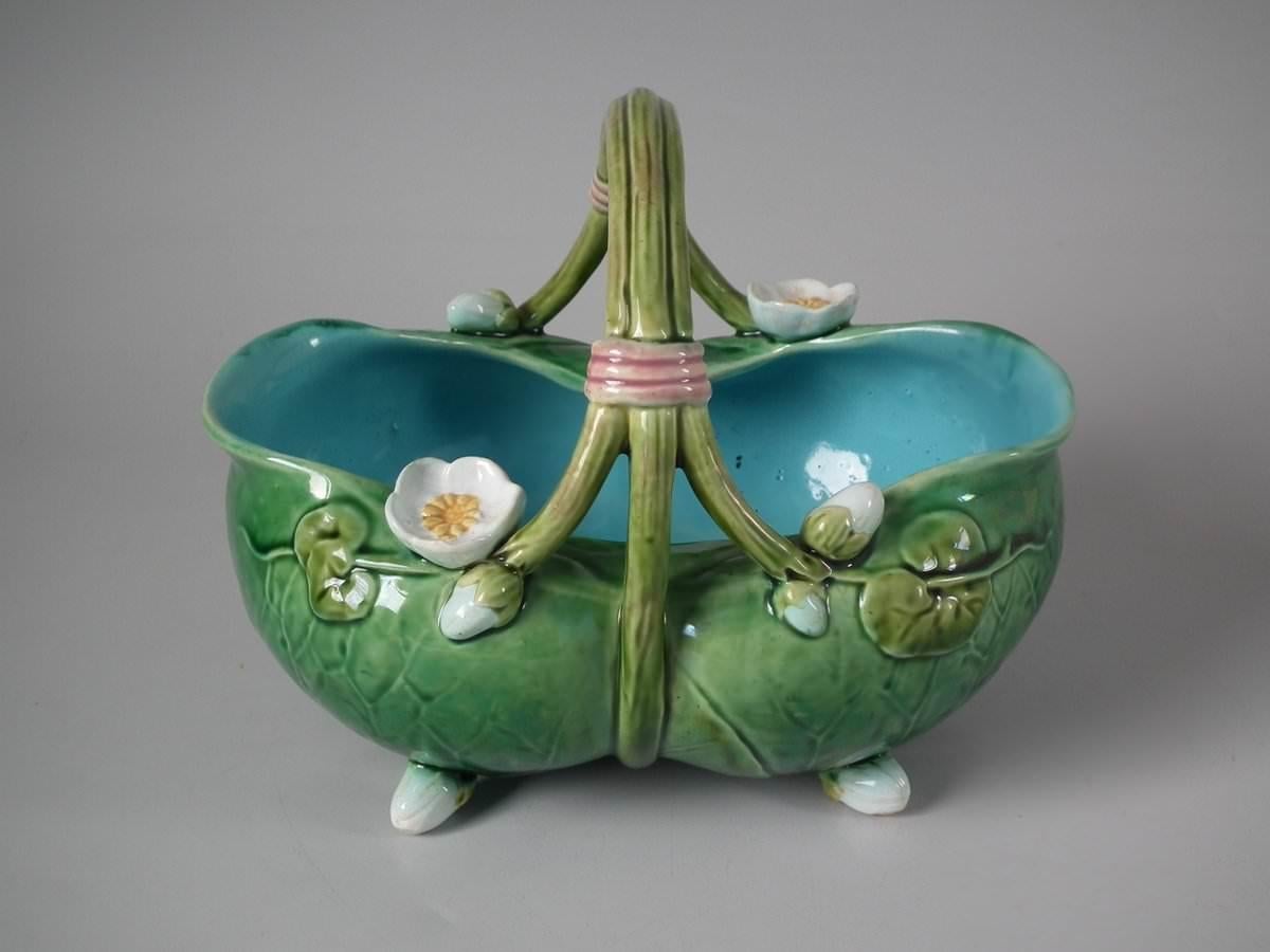Late 19th Century Minton Majolica Lily Basket For Sale