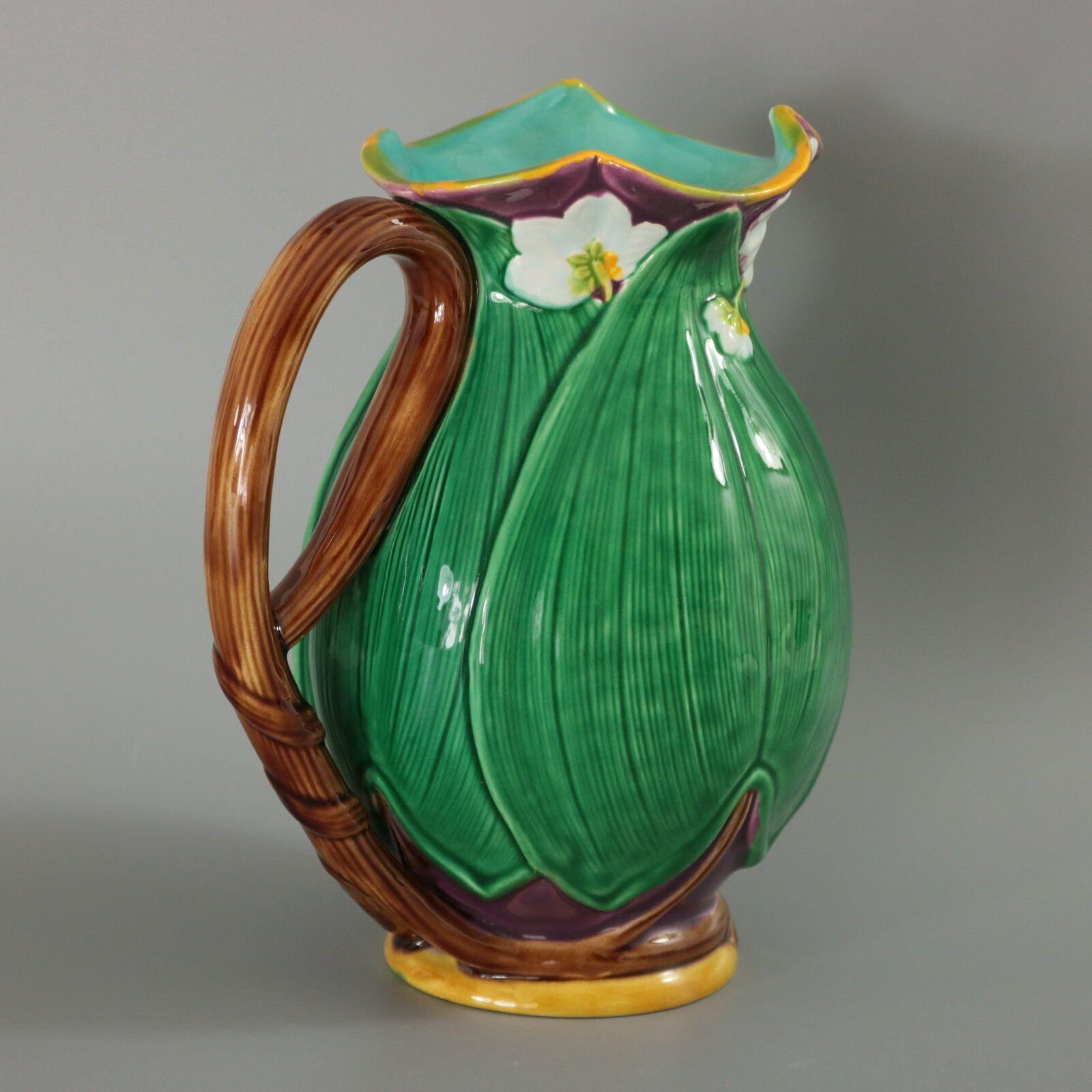 Minton Majolica Lily Jug/Pitcher In Good Condition For Sale In Chelmsford, Essex