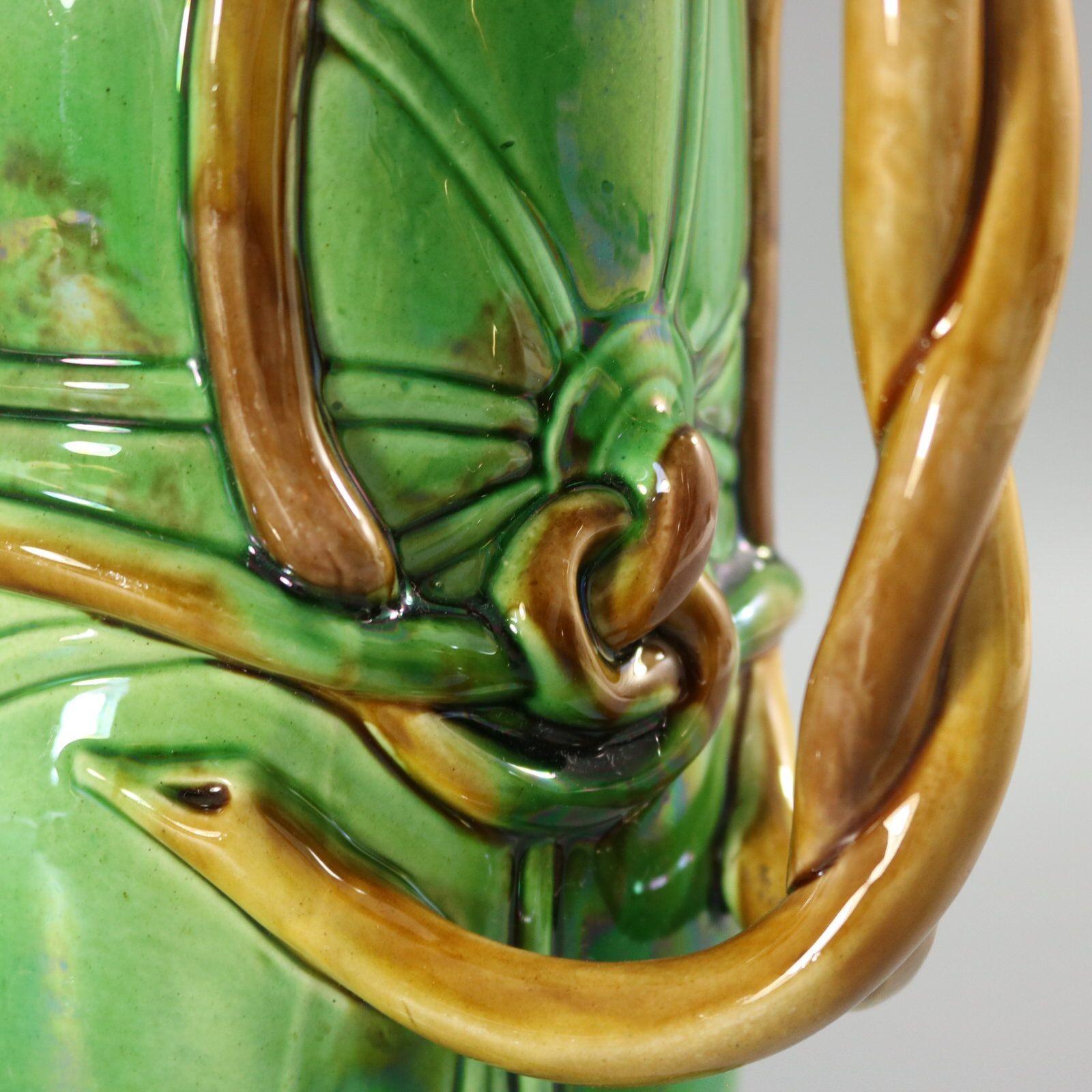 Minton Majolica Lily Leaves Jug/Pitcher 9
