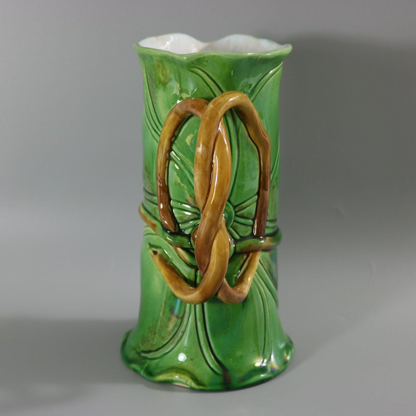 Minton Majolica Lily Leaves Jug/Pitcher In Good Condition In Chelmsford, Essex