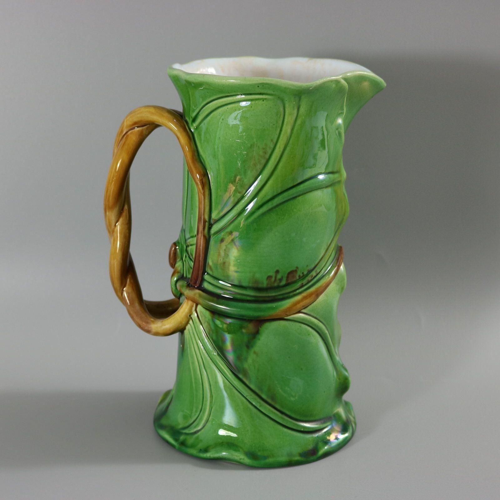 Minton Majolica Lily Leaves Jug/Pitcher 1