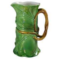 Minton Majolica Lily Leaves Jug/Pitcher