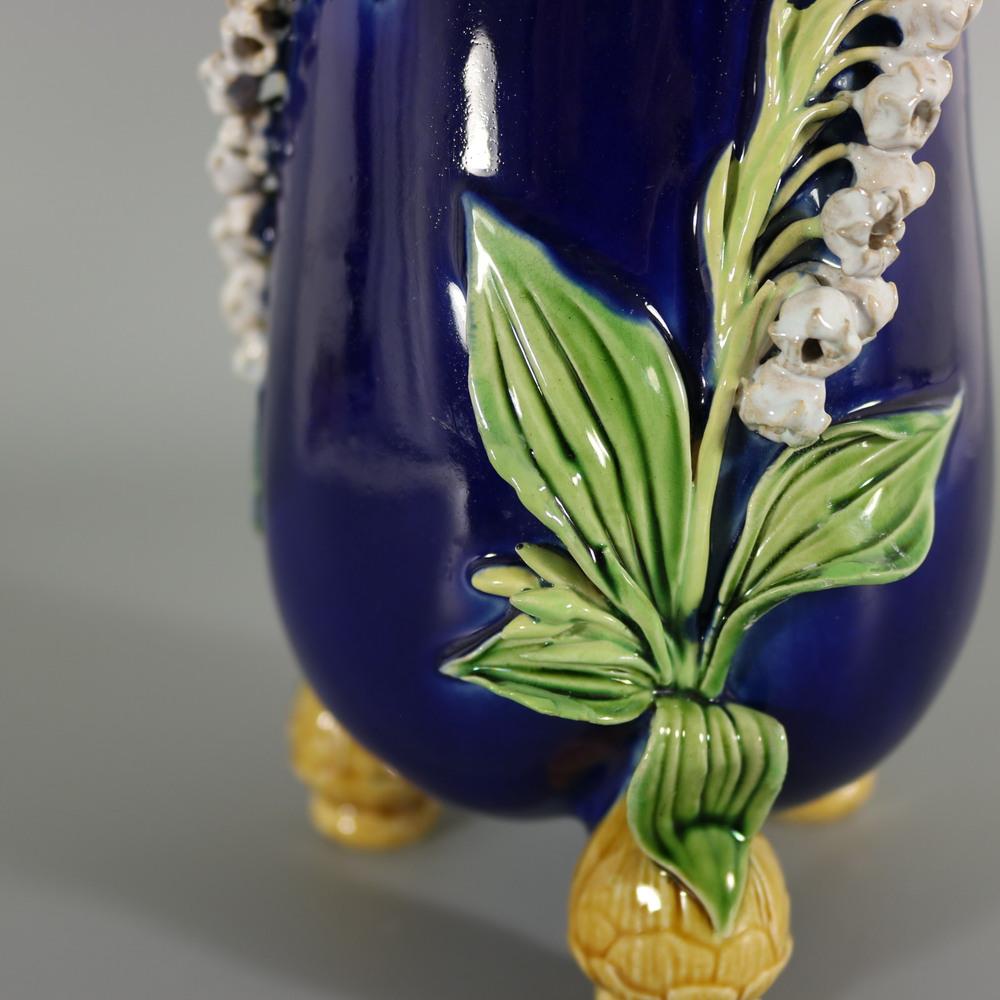 Minton Majolica Lily of the Valley Bulbs Vase For Sale 3