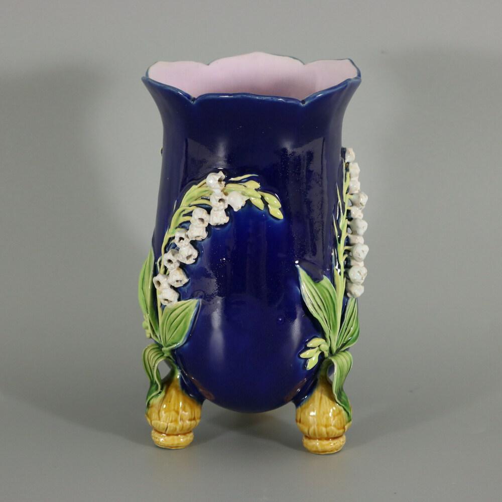 English Minton Majolica Lily of the Valley Bulbs Vase For Sale