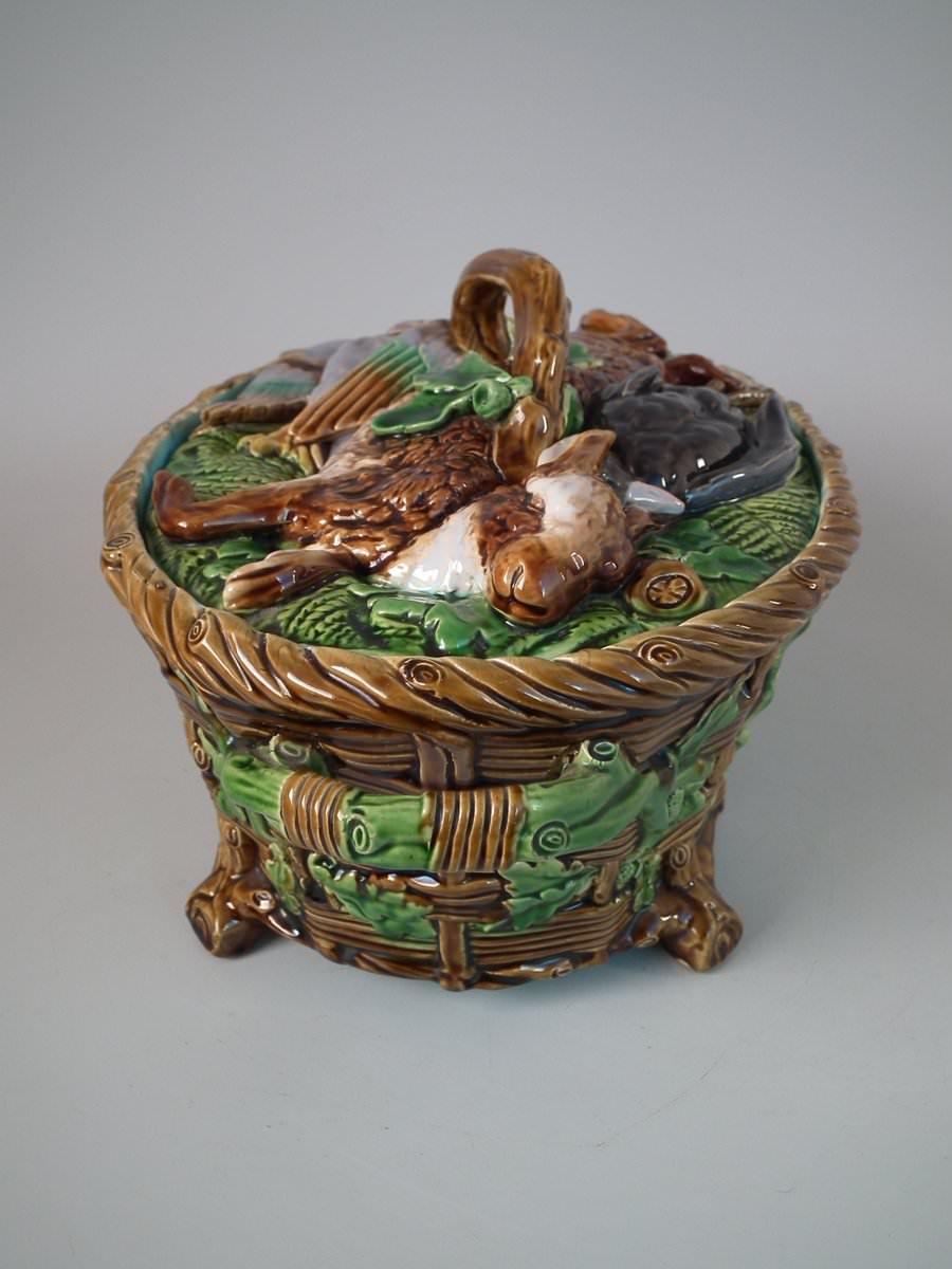 Plato y Tapa para Pastel de Minton Majolica Mallard Game en Bueno estado para la venta en Chelmsford, Essex