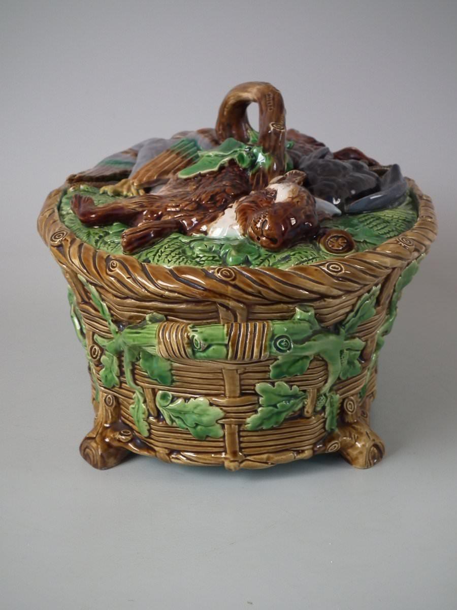 Mid-19th Century Minton Majolica Mallard Game Pie Dish, Liner and Cover For Sale