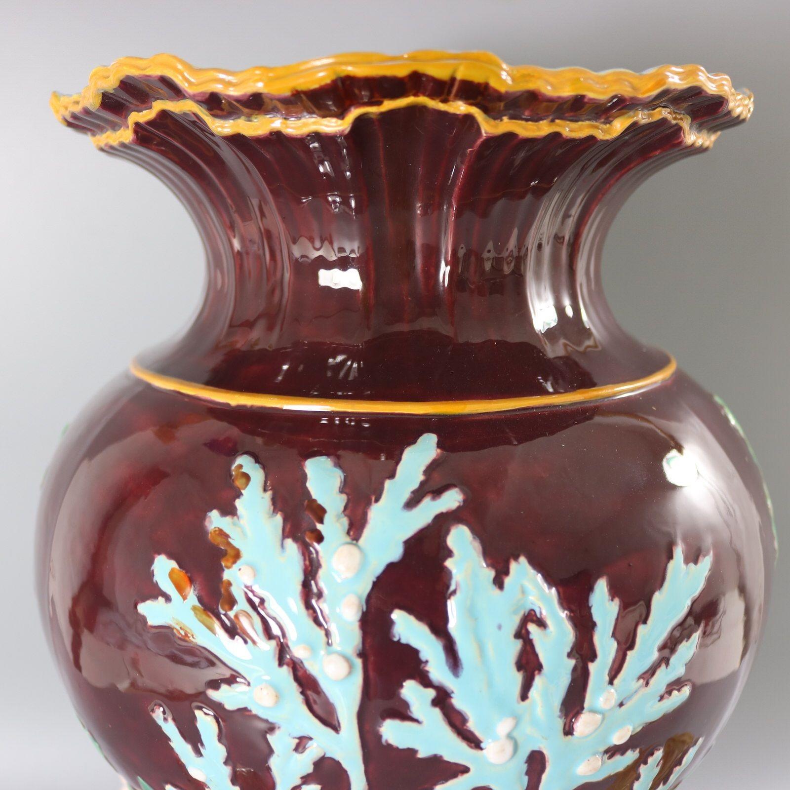 Minton Majolica Marine Vase with Merboys For Sale 9