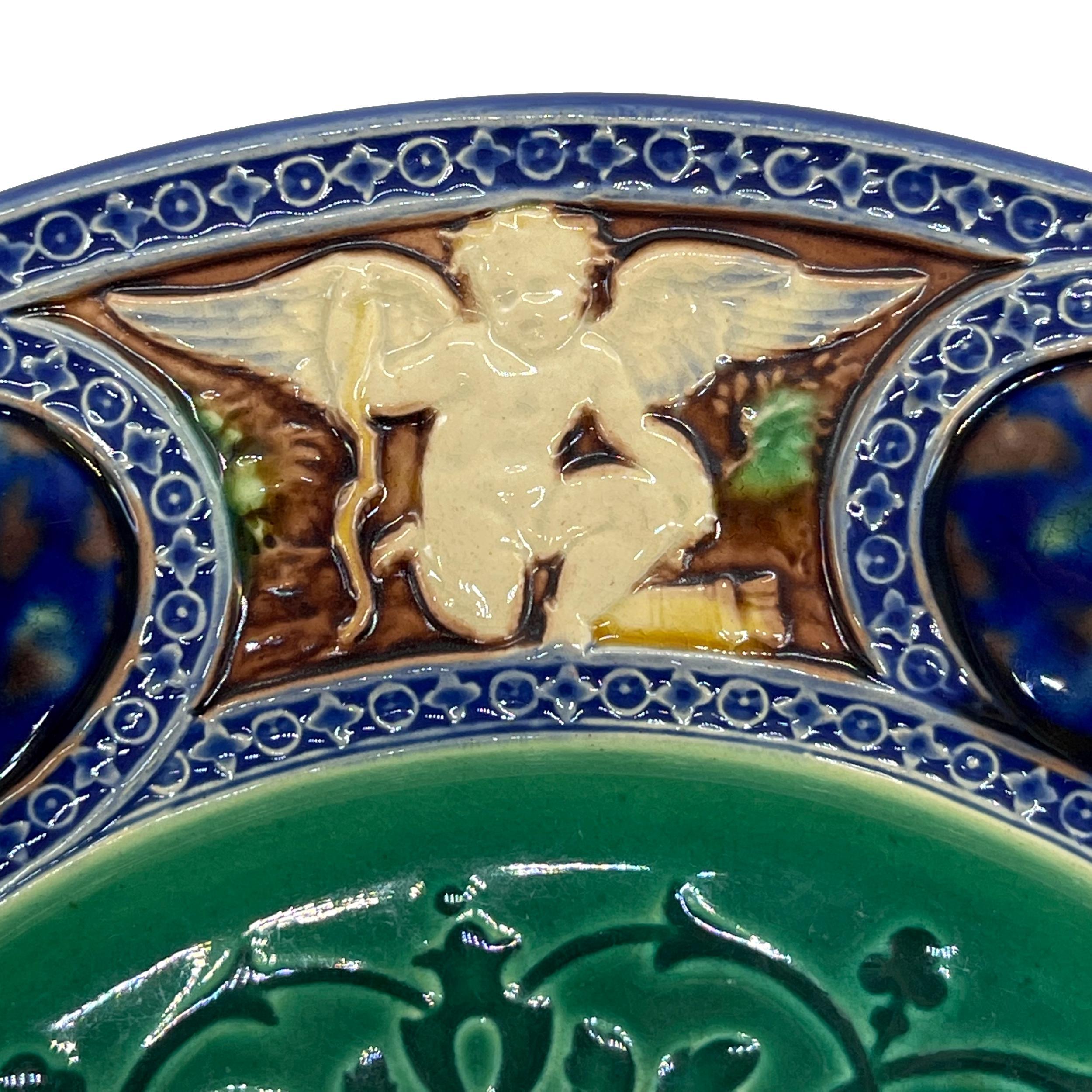 Glazed Minton Majolica Medieval Style Large Cabinet Plate, Dated 1867
